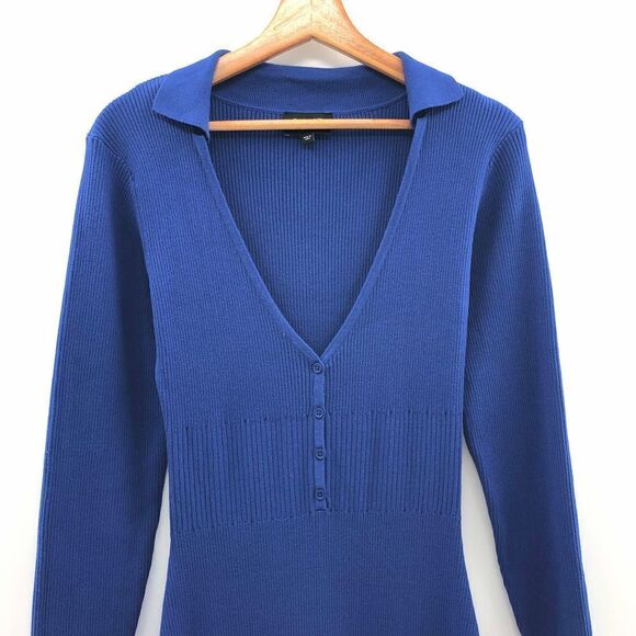 ‎Bardot Collar Knit Dress in Cobalt - Picture 7 of 12